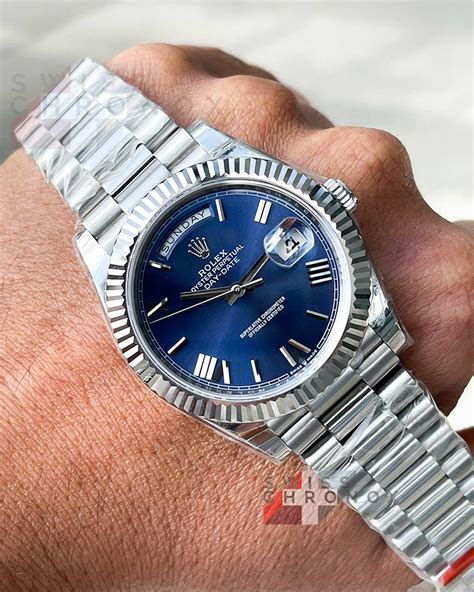 rolex day date blue wave dial|Rolex Day-Date 40 228239.